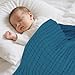 MIGIOL Muslin Baby Towels 100% Cotton ，Super Soft Muslin Baby Bath Towel - 32 x 32 Inches, Suitable for Newborn and Young Children up to 3 Years Old. (Light Blue & Dark Blue)