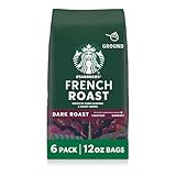 Starbucks Ground Coffee, Dark Roast Hot or Iced Coffee, French Roast, Six 12 oz Bags​
