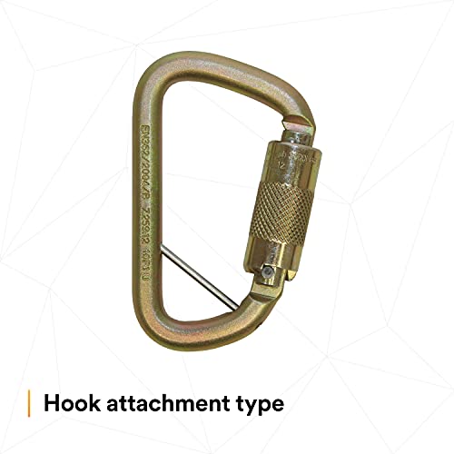 Image of 3M DBI-SALA Saflok 2000117 Carabiner, 11 /16 inch Gate Opening Steel, with Self Closing Locking Gate, Yellow-Zinc