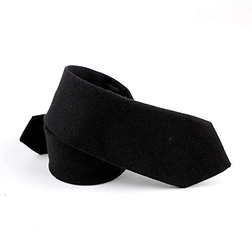 Image of Elfeves Men's Skinny Solid Color Tie Causal Cotton Linen Narrow Slim cut Necktie