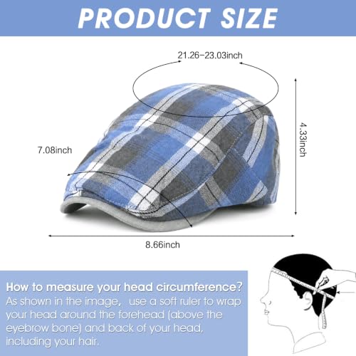 Image of 3Pcs Men's Newsboy Caps Cotton Cooling Hat Adjustable Flat Cap for Men