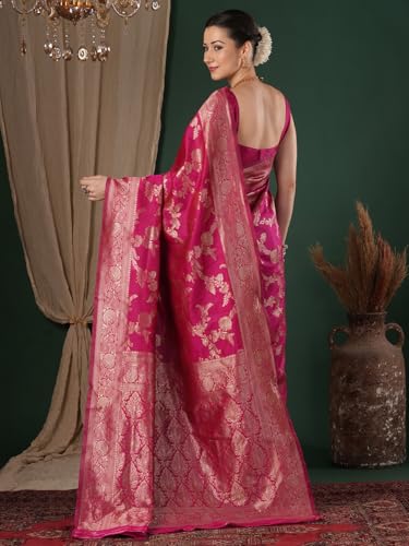 Image of AKHILAM Women's Kanjivaram Woven Soft Silk Saree With Blouse Piece