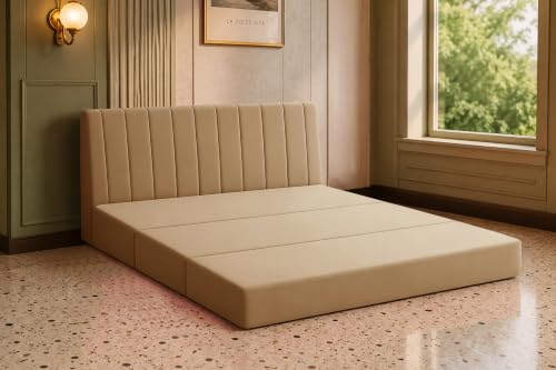 Image of Los Angeles Modern Velvet 3-Seater Sofa Cum Bed, Multipurpose Convertible Sleeper Couch Sofa for Living Room, Bedroom & Office- Golden Color