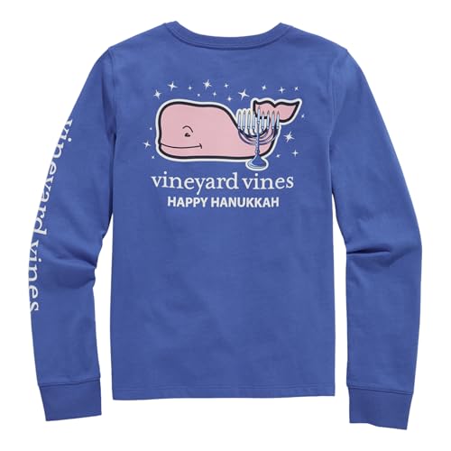 vineyard vines Girls' Hanukkah Whale Long-Sleeve Pocket Tee
