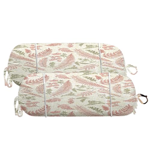 Image of Trance Home Linen 100% Cotton 16x32 inch 200TC Printed Pipe-in Bolster Cover | Bolster Pillow Cover to fit 24 inch Length 9 inch Dia | Pack of 2 Bolster Cover only (16x32 inch, Foliage Peach)