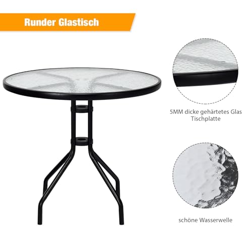 Table de terrasse résistante aux intempéries FANTASK en verre