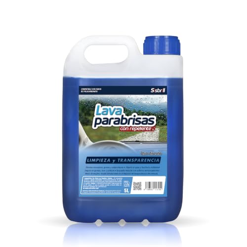 Sisbrill Lavaparabrisas con Repelente 5L – Líquido Limpiaparabrisas Coche Uso Directo – Elimina Mosquitos y Grasa – Mejora Visibilidad y Repele Agua – Seguro en Faros Policarbonato