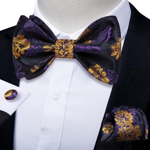 Image of DiBanGu Silk Bowtie Mens Woven Self-Tied Bow Tie Wedding Party