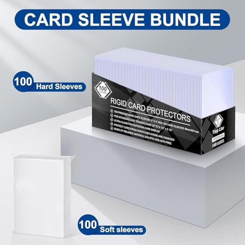 200 Stück Hartkartenhüllen, 3"x4" Premium Schutzhüllen, Dicke Sammelkartenhüllen passend für MTG, Sammelkarten, Sportkarten (100 Hartkartenhüllen + 100 durchsichtige Hüllen)