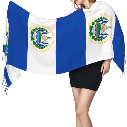 El Salvador Flag Women'S Scarf Fashion Long Blanket Scarf Winter Warm Scarf Shawl Wrap With Tassel 77'' X 27''3