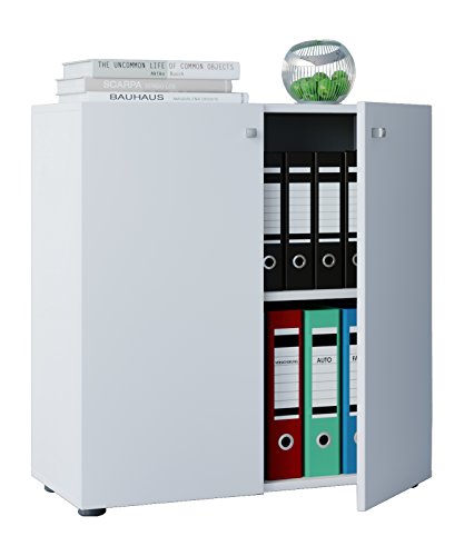 VCM Büroschrank mit 2 Fächern | moderner Aktenschrank mit Drehtüren | Maße ca. B. 70 x H. 74 x T. 40 cm - Lona 2-Fach