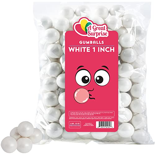 White Gumballs for Candy Buffet – Apx. 120 Gumballs - 2 Pounds - Gumballs 1 Inch – White Christmas Candy - Bulk Candy Product Name