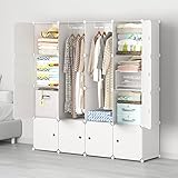MAGINELS Portable Wardrobe Closet - 14"x18" Depth (16 Cube) Cube Storage, Bedroom Armoire, White