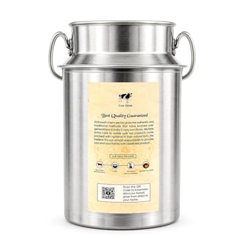 Image of Rawat's Farm A2 Vedic Bilona Cow Ghee 5000 ml Steel Dolchi | Curd Churned Bilona Ghee | Government Laboratory Passed | 100% Natural | Immunity Booster | Good for Heart |