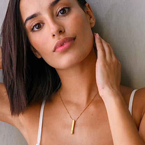 Personalized Totem 3D Bar Necklace with Diamond & Birthstone Option - Dainty Gift for Christmas, Mother's Day - Custom Jewelry for Her, Women, Mom4