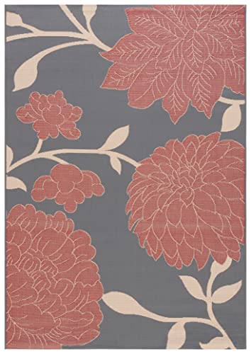 SAFAVIEH Courtyard Collection 6'7" x 9'6" Anthracite / Red miniatura 3