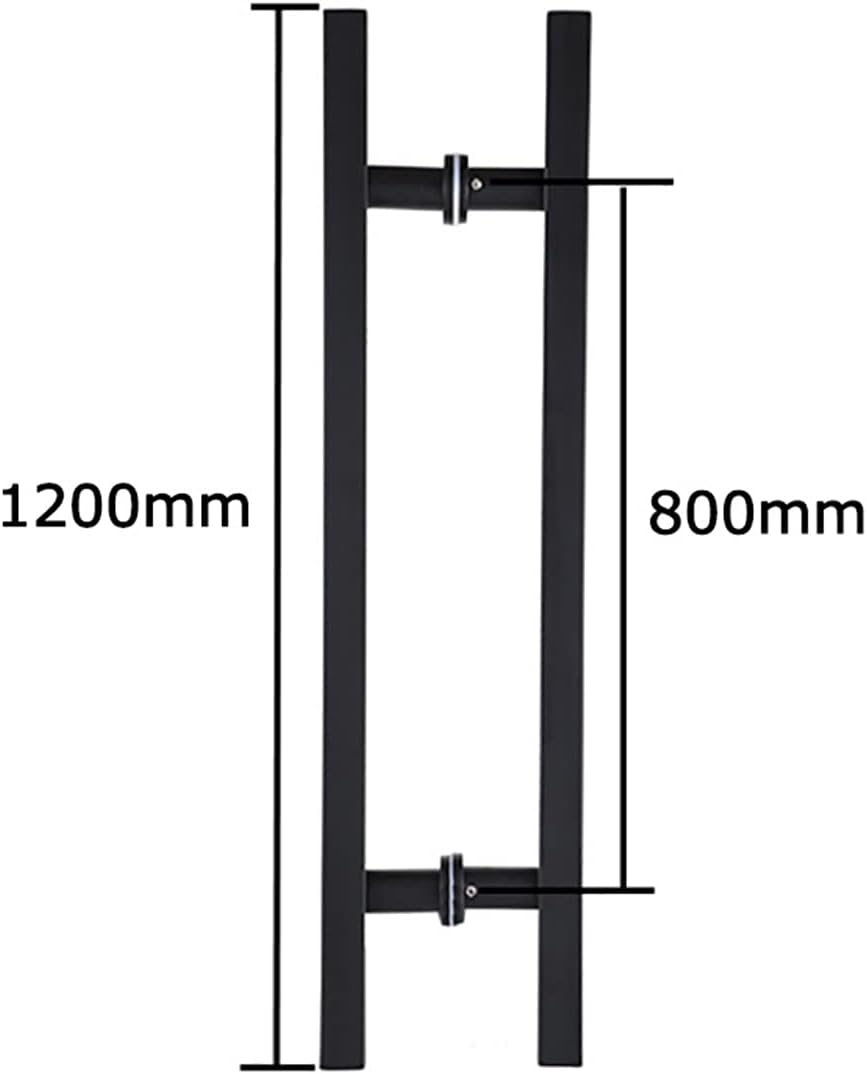 Gate Hardware Thick Stainless Steel Black Paint Square Tube Handle Office Glass Door Handle Framed Door Handle Sliding Door Handle Wooden Door Handle(Size:1200×800mm)