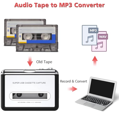 Cassette Player - Compact Tape Player Portable Recorder with Earphone-Convert Audio Music Cassette to MP3 Digital, Compatible with Laptop/PC/MAC- for Entertainment, Travel, Light Sports(Silver) - Image 3