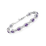 Gem Stone King 7-14 Cttw Oval Gemstone Birthstone Tennis Bracelet For Women | 925 Sterling Silver | Oval 6X4MM | 7 Inch With 1 Inch Extender | Fine Jewelry Gifts for Her Mom Women Wife