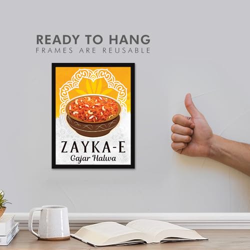 Image of Chaka Chaundh - Gajar halwa wall art poster frame Sweets Mithai shop and confectionery store wall art framed quotes decor item - Restaurant cafe food Deserts poster frame decoration items - 14 X 11 inches