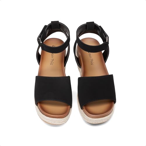Image of DREAM PAIRS Girls Platform Wedge Open Toe Espadrille Sandals with Buckle Ankle Strap for Little Kid /Big Kid