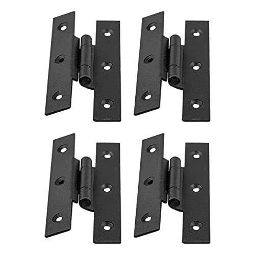 Renovators Supply Manufacturing Cabinet Hinge 3.5 in. Black Wrought Iron H Hinge with 1/4 in. Offset, Rust Resistant Hinge for Kitchen Cabinets with Hardware Pack of 4