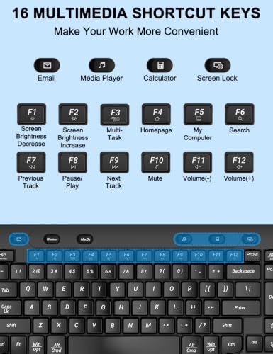 Image of Ergonomic Wireless Keyboard and Mouse, Silent Wave Keys with Soft Palm Rest