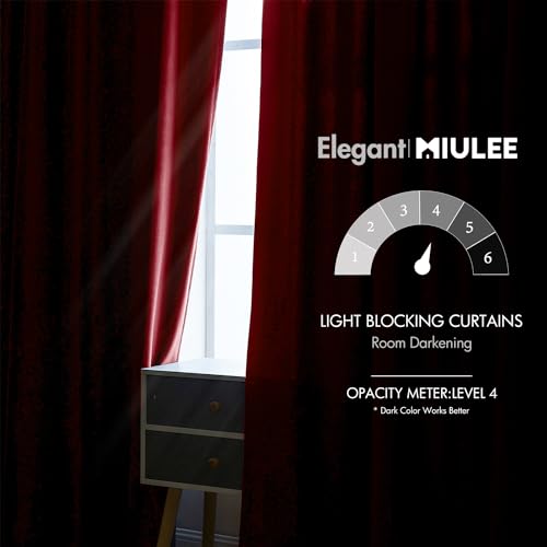 Image of MIULEE Velvet Curtains 52x84 inches 2 Panels Red Blackout Curtains | Luxury, Christmas Decor, Bedroom Living Room, Thermal Insulated, Super Soft Window Drapes, Rod Pocket & Back Tab