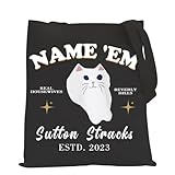 FUNYSO Name 'Em Sutton RHOBH - Bolsa de hombro inspirada en el reality show de Sutton, diseño de gato de Sutton, Nombre 'Em Uk, 28 inches