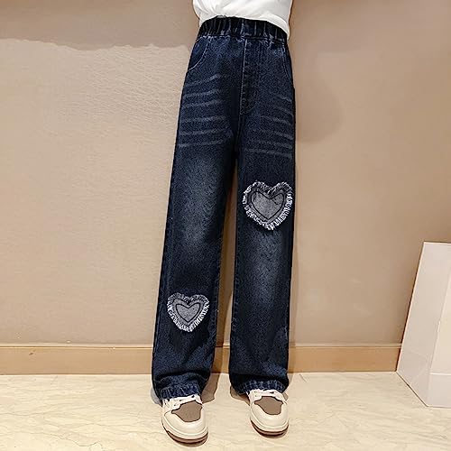 Kids Heart Baggy Jeans Wide Leg Patchwork 𝐘2K Streetwears High Waist Straight Leg 𝐏retty Denim Pant with Pokets2
