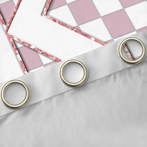 Image of Erosebridal Pink Initial K Window Drapes Kawaii Plaid Checkered Blackout Curtains 42 inchWx84 inchL Cute Personalized Monogram Curtains for Kids Girls Bedroom,Fashion Grids Gingham Window Treatments 2 Panels