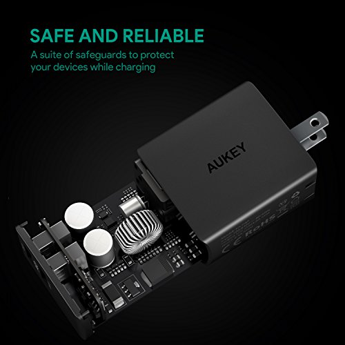 AUKEY USB Wall Charger, Ultra Compact Dual Port 24W 4.8A Output & Foldable Plug, Compatible with iPhone 12 Pro Max/11 Pro Max/XS/XR, iPad Pro/Air 2 / Mini 4, Kindle Fire and More - Thumbnail 5