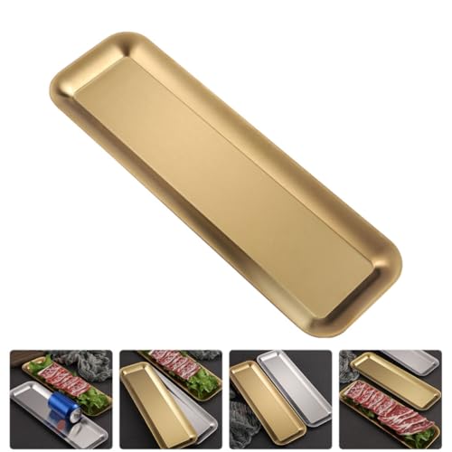 Plato rectangular de acero inoxidable dorado 40x12.5 cm miniatura 7