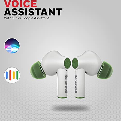 Image of Honeywell Moxie V1000 Truly Wireless Earbuds, Bluetooth V5.0, 2 hrs uninterrupted Music with 10 mins of Charge, Dynamic 10mm*2 Drivers, 200mAh Battery, IPX4 Water Resistance, Voice Assistant Enabled