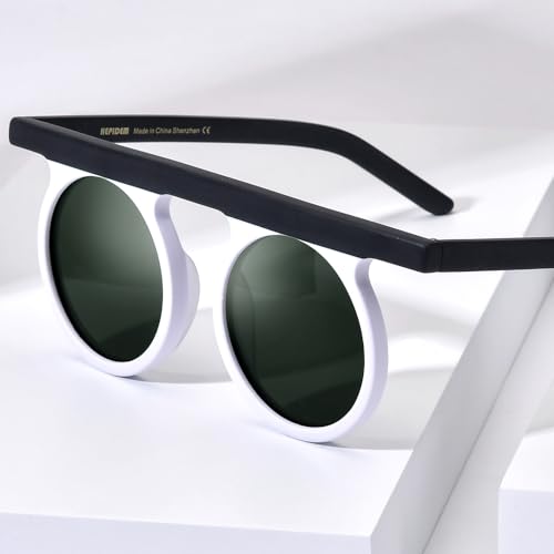 Image of HEPIDEM Acetate Vintage Retro Round Polarized Sunglasses for Men UV400 UV Protection Sun Glasses
