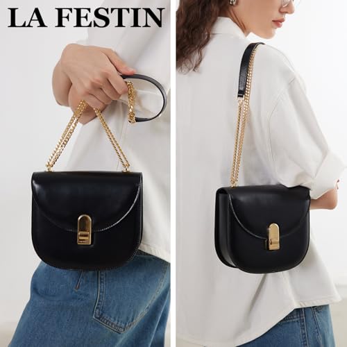 LA'FESTIN Small Leather Shoulder Bag For Women: Crossbody Purse With Chain Strap, Classic Lady Cross Body Bag, Women's Bag2