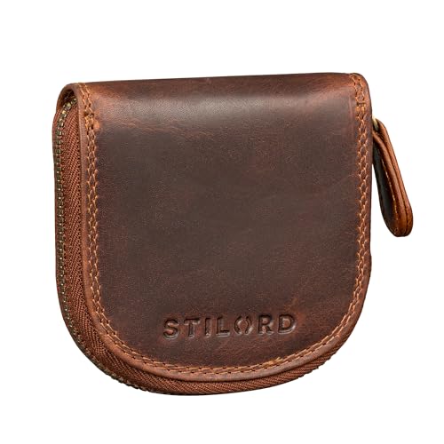 Mini portefeuille cuir véritable STILORD noir pour hommes et femmes avec porte-monnaie intégré