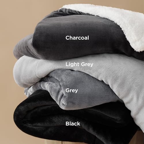 Image of Bedsure GentleSoft Sherpa Fleece Blanket Queen Size for Bed, Non-Heated, Thick and Warm Throw for Women and Men, Soft Fuzzy Plush Queen Blanket for Winter, Light Grey, 90x90 Inches