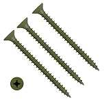 TERF® Decking Screws 4.0 X 40mm Pozi Drive Flat Countersunk Head Green Finish Anti Corrosion Screws 4.0 X 40mm For Decking Fence Floorboard Hard And Softwood - Pack of 100