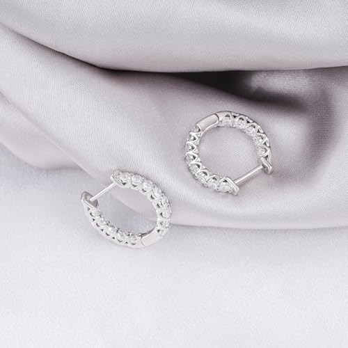 Sterling Silver Cubic Zirconia Hoop Earrings for Women - Lightweight Hypoallergenic Nickel Free Sparkle Halo CZ Huggie Loop Earrings for Sensitive Ears Minimalist Fashion Jewelry Gifts,20MM3