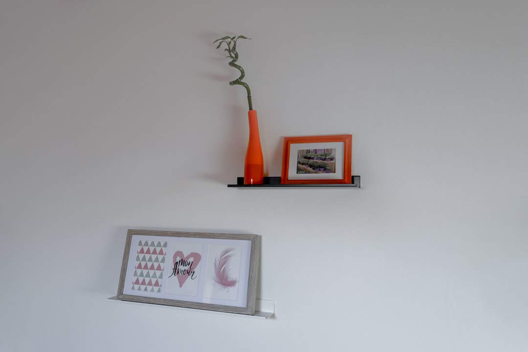 HN Wandboard, Bilderleiste, Bücherleiste, Wandregal aus Metall, Länge Wandboard:118 cm, Farbe Wandboard:Weiß Seidenmatt