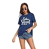 Women Sister Squad T Shirt Cute Relative Mothers Day Tee Shirt Cool Party Graphic Gifts Letter Print Tee Top (Blue, X-Large, x_l)