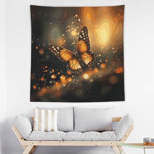 Tapisserie murale papillon orange pour habiller un mur vide sans peindre