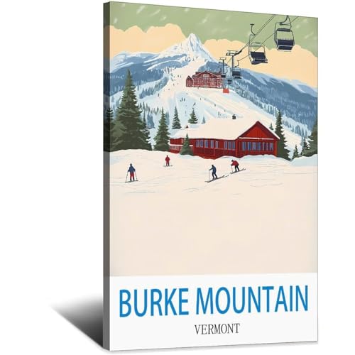 Poster Burke Mountain affiche voyage vintage 30x45cm décoration murale chalet