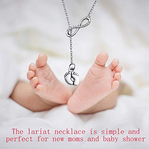 Baby Feet Lariat Necklace New Mom Necklace New Baby Gift (baby feet)