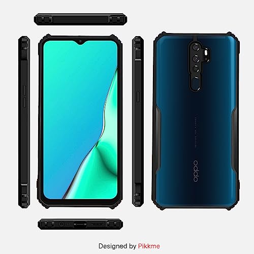 Image of Outlouders Back Cover for Oppo A5 2020 / A9 2020 | Ultra Hybrid Transparent | Full Camera Protection | Raised Edge | Crystal Clear Bumper Case (Black)