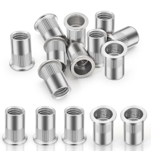 15 Stück Nietmuttern M12, 304 Edelstahl Flachkopf Nietmuttern, Blindnietmuttern, Gewindenieten Befestigung für Metall, Glasfaser, Kunststoff (M12 15PCS)