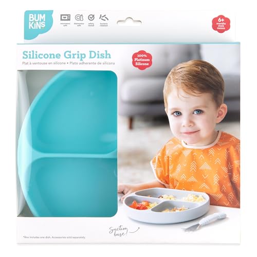 Bumkins Silicone Grip Dish – Suction Plate, Blue — view 6