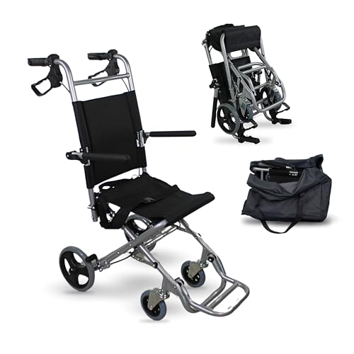 Mobiclinic, Faltrollstuhl, Neptuno, Europäische Marke, Rollstuhl für Ältere, selbstfahren, Leichtgewicht, Bremsen an den Hebeln, Sicherheitsgurt, klappbare Fußstütze und Armlehnen, Aluminium