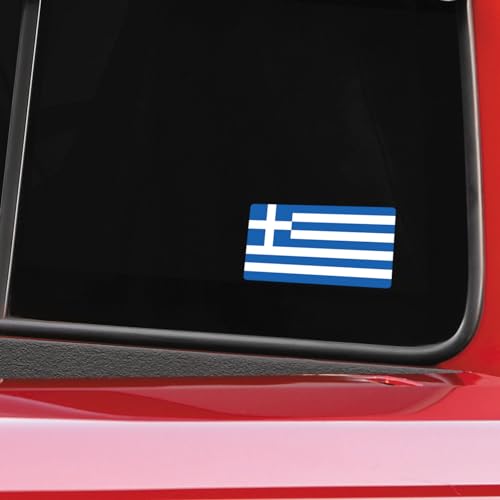 Image of World Country Flag Decal Stickers - Two Pack - for Cars Windows Bumpers Laptops Tablets Tumblers Cups Walls (Greece)
